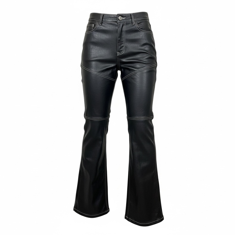 Shinestar Vegan Leather Pants in Black